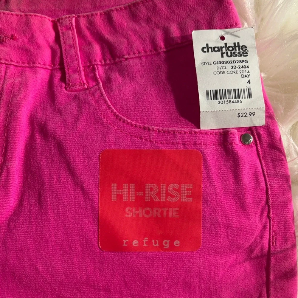 Charlotte Russe Vibrant Pink High Waist Shorts - Picture 2 of 2